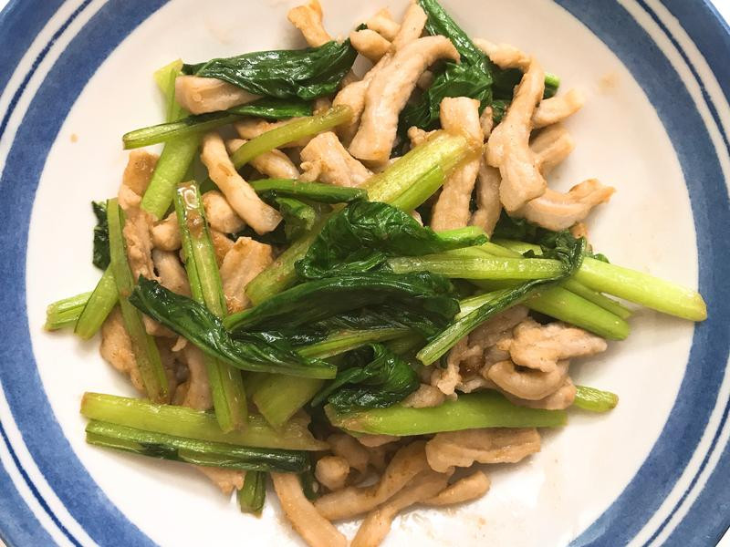 沙茶油菜炒肉絲