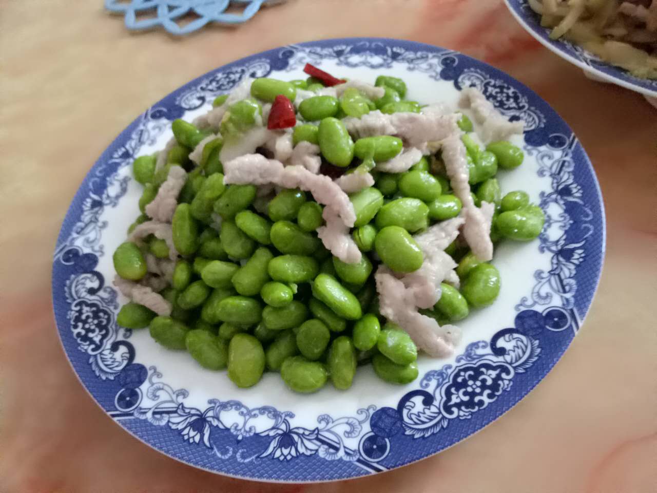 毛豆炒肉絲