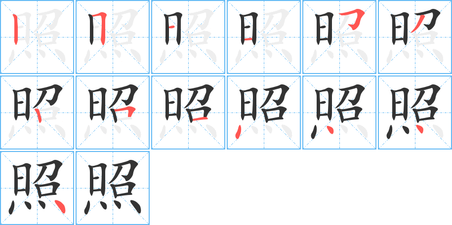 照字的筆順分步演示