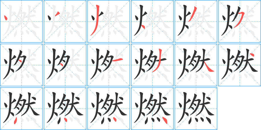 燃字的筆順分步演示