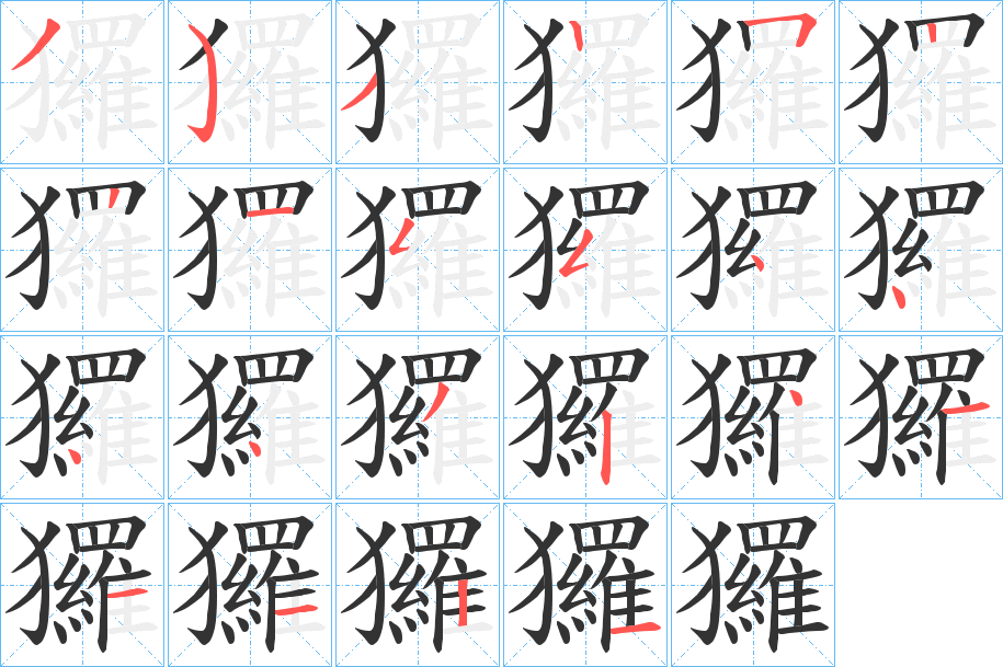 玀字的筆順分步演示