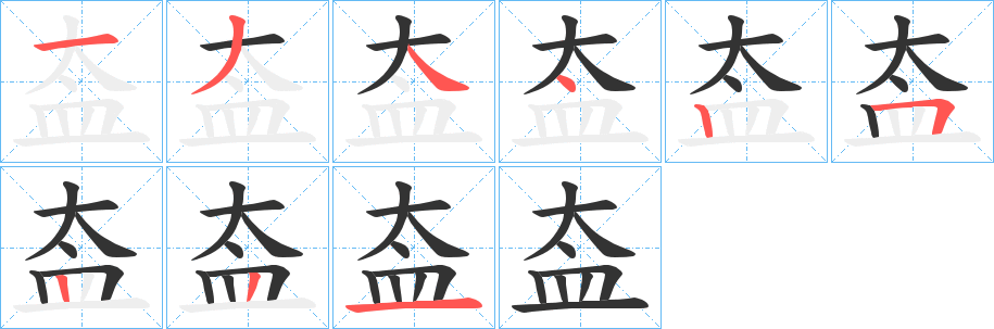 盇字的筆順分步演示