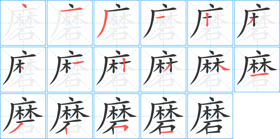 磨字的筆順分步演示