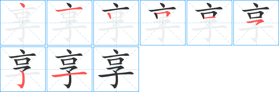 享字的筆順分步演示