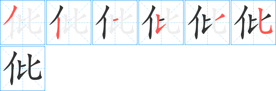 仳字的筆順分步演示