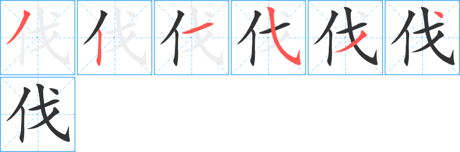 伐字的筆順分步演示