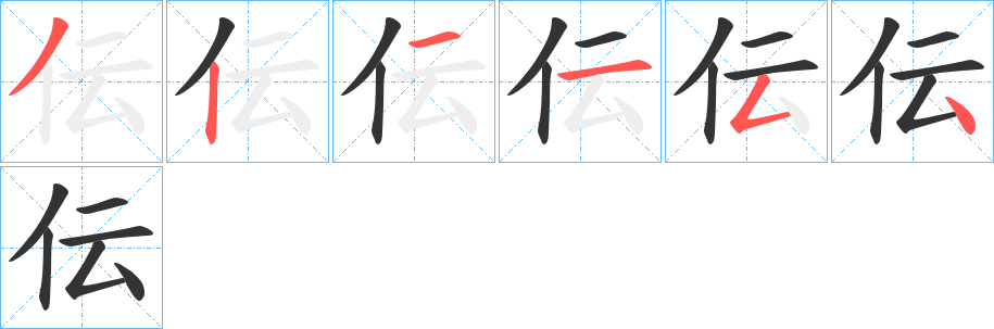 伝字的筆順分步演示