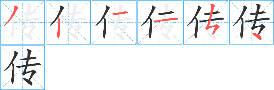 傳字的筆順分步演示