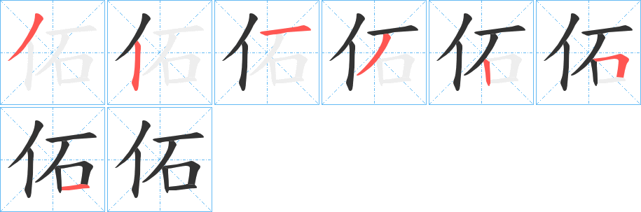 佦字的筆順分步演示