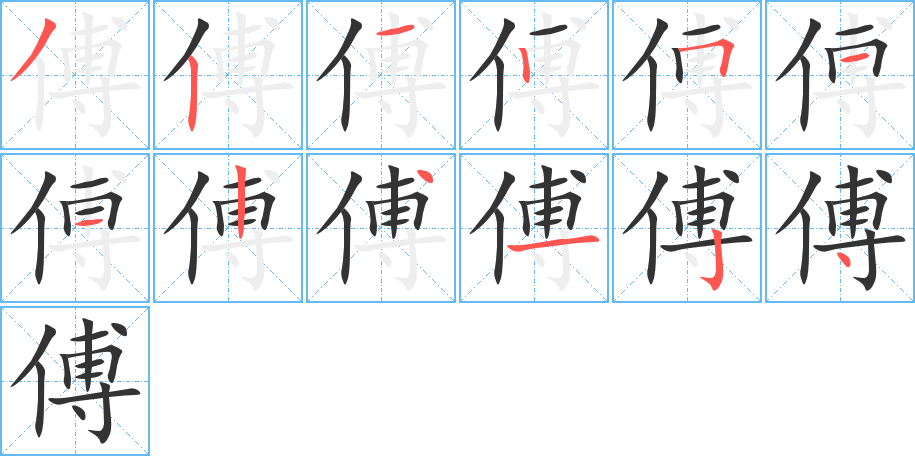 傅字的筆順分步演示