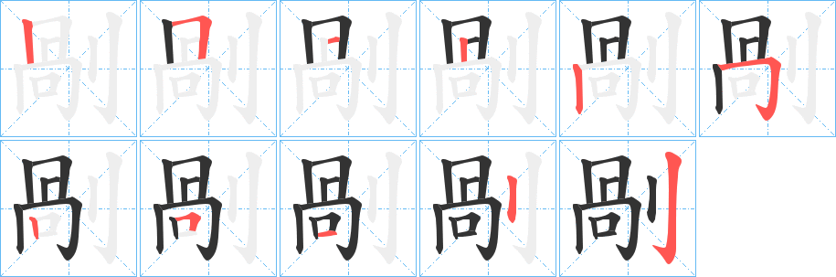 剮字的筆順分步演示