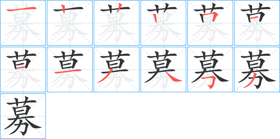 募字的筆順分步演示