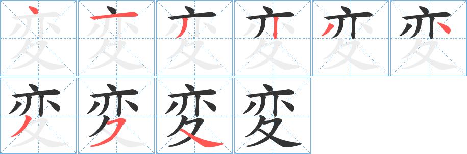 変字的筆順分步演示