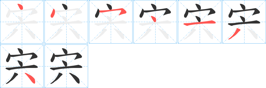 宍字的筆順分步演示