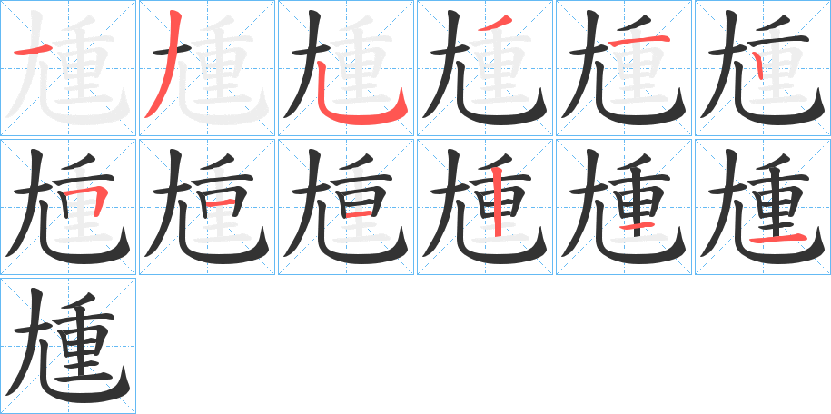 尰字的筆順分步演示