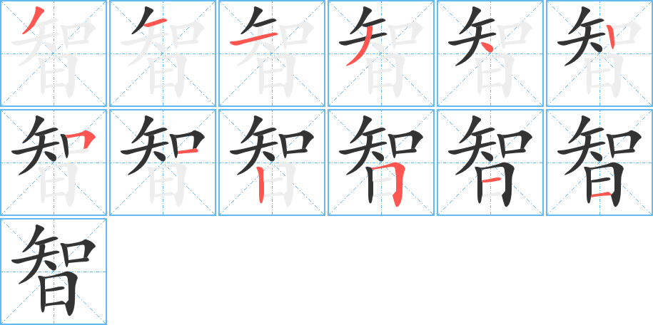 智字的筆順分步演示