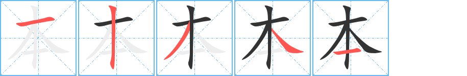 本字的筆順分步演示