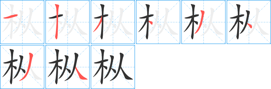 樅字的筆順分步演示