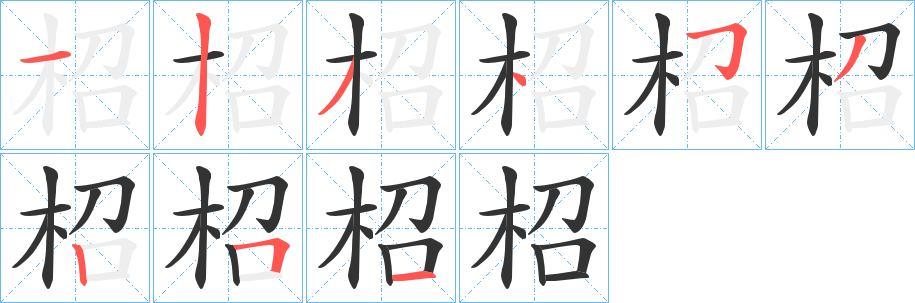 柖字的筆順分步演示