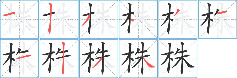 株字的筆順分步演示