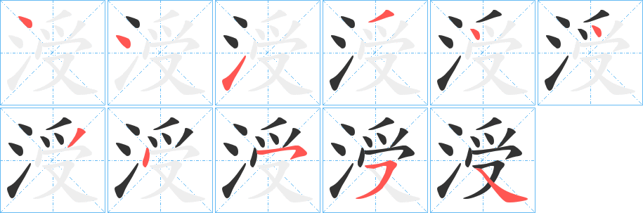 涭字的筆順分步演示