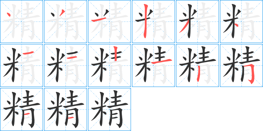 精字的筆順分步演示