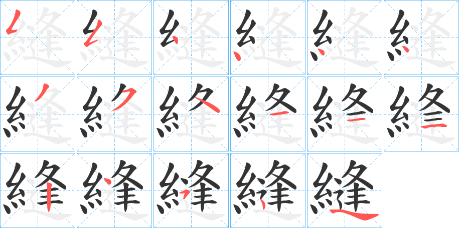 縫字的筆順分步演示