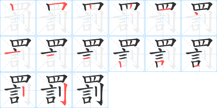 罰字的筆順分步演示