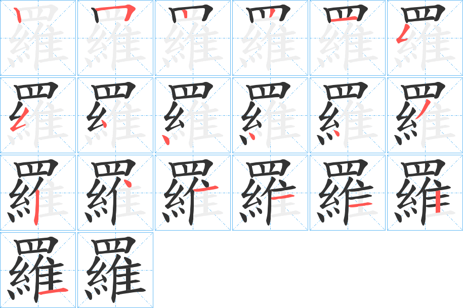 羅字的筆順分步演示