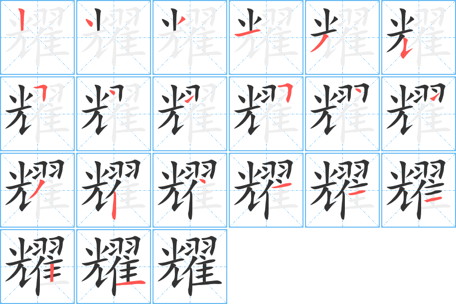 耀字的筆順分步演示