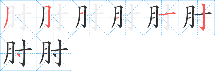 肘字的筆順分步演示