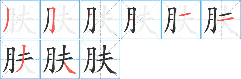 膚字的筆順分步演示