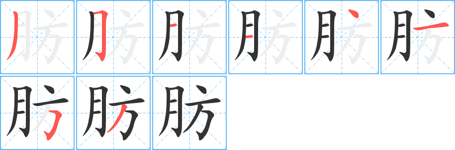 肪字的筆順分步演示