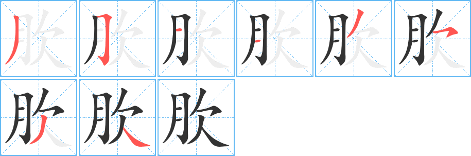 肷字的筆順分步演示