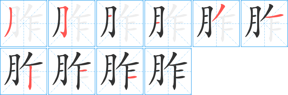 胙字的筆順分步演示