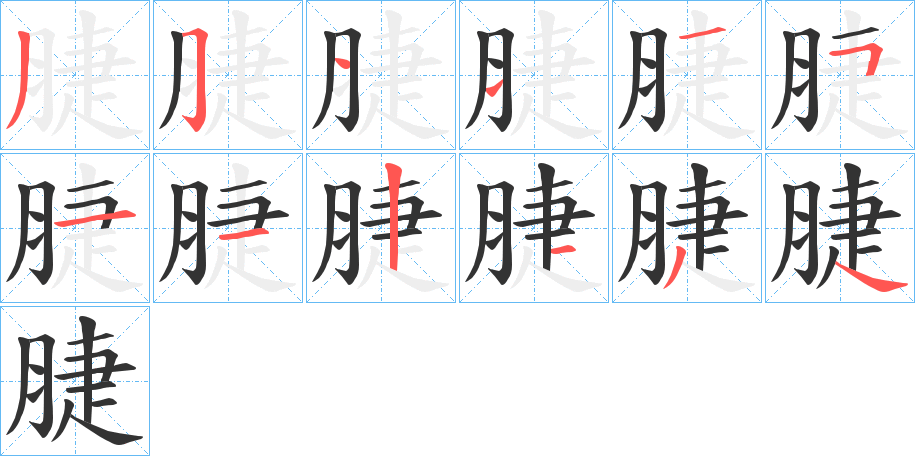 脻字的筆順分步演示