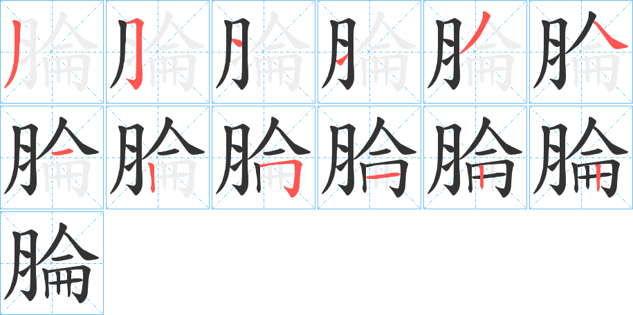 腀字的筆順分步演示