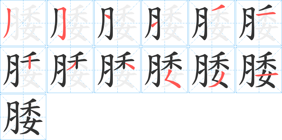 腇字的筆順分步演示