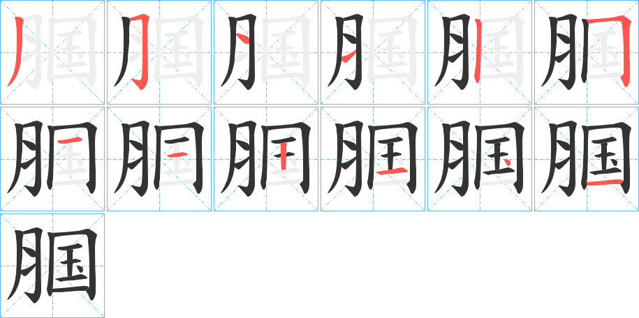 腘字的筆順分步演示