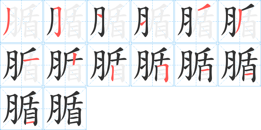 腯字的筆順分步演示