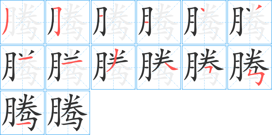 騰字的筆順分步演示