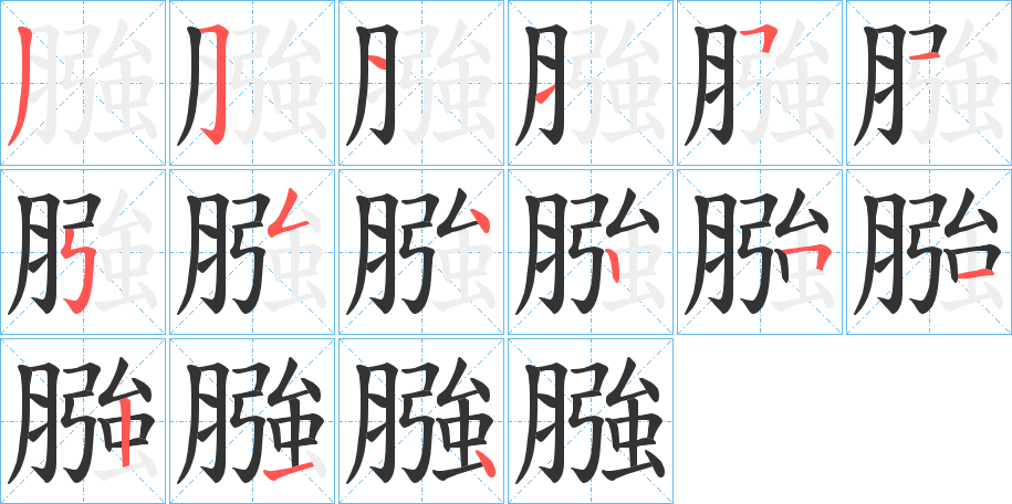 膙字的筆順分步演示