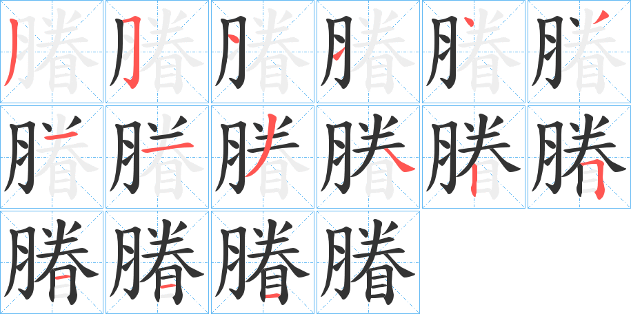 膡字的筆順分步演示