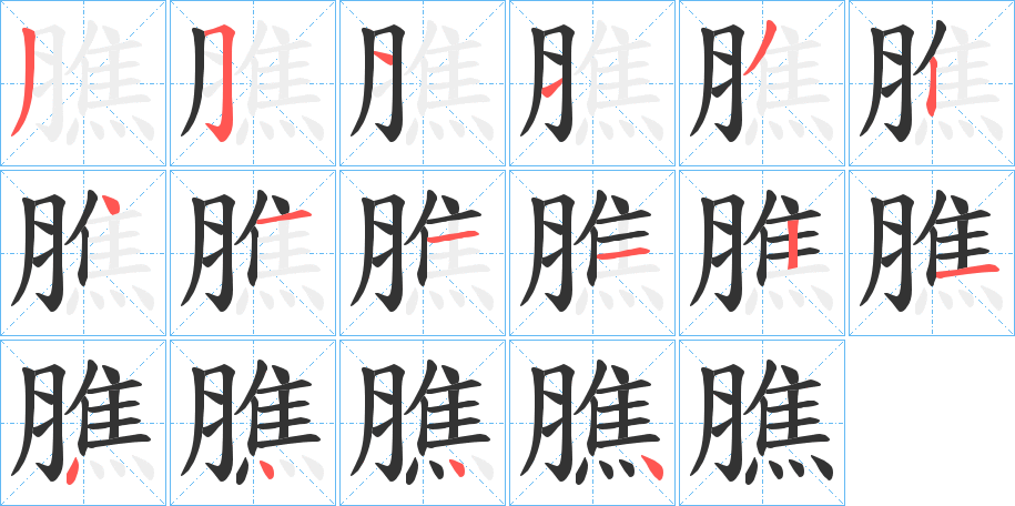 膲字的筆順分步演示