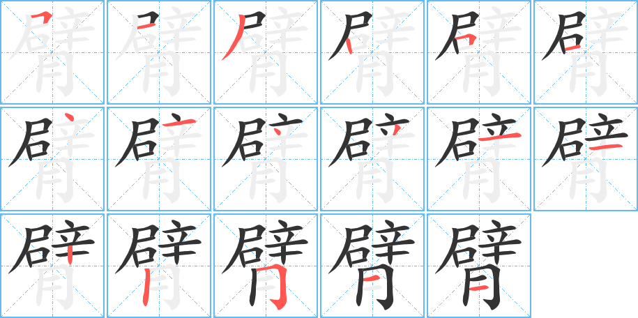 臂字的筆順分步演示