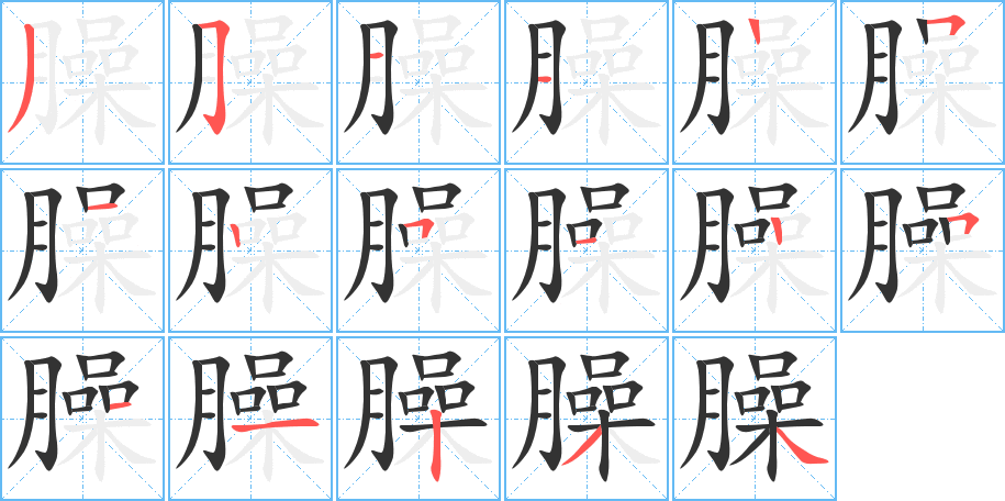 臊字的筆順分步演示