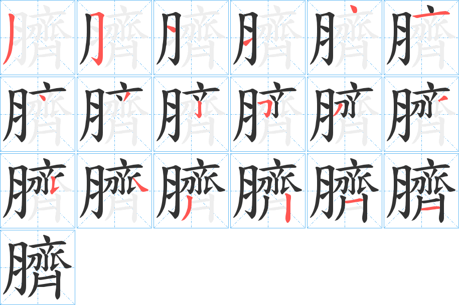 臍字的筆順分步演示