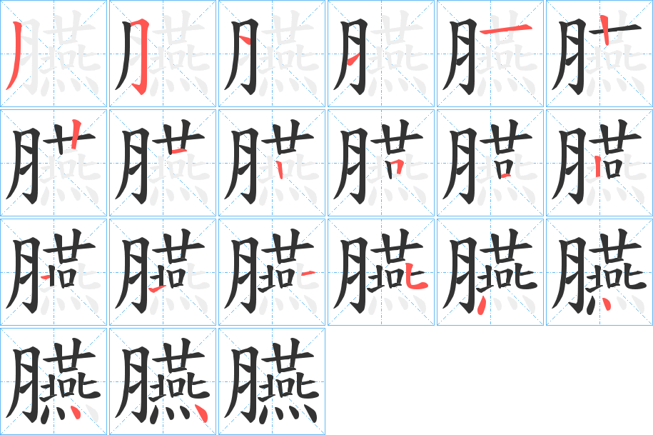 臙字的筆順分步演示