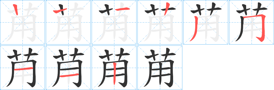 苚字的筆順分步演示