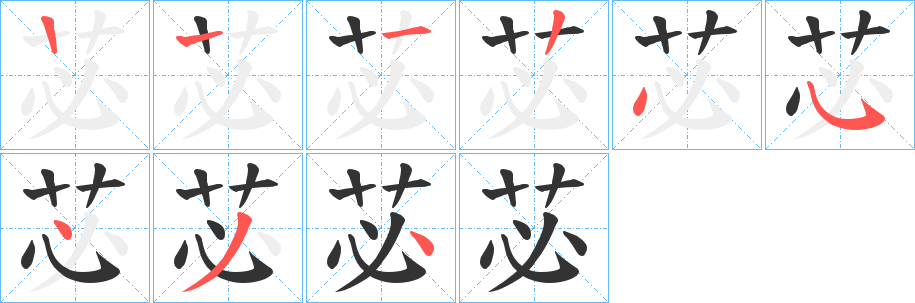 苾字的筆順分步演示